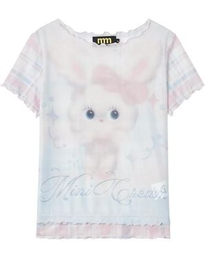 Mini Cream Graphic-Print Cotton T-Shirt - White