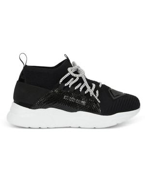 Roberto Cavalli Snakeskin-Effect Sneakers - Black