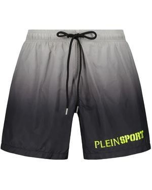 Philipp Plein Gradient-Effect Logo-Print Swim Shorts - Grey