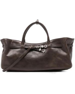Marge Sherwood Grandma Buckled Leather Tote Bag - Brown