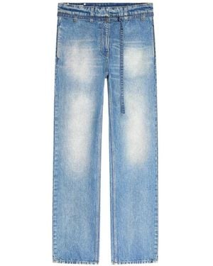 Dries Van Noten Belted Straight-Leg Denim Pants - Blue