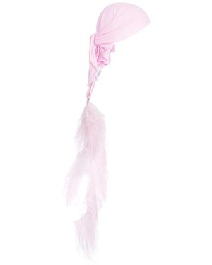 MANURI Sissy Feather-Trim Headscarf - White