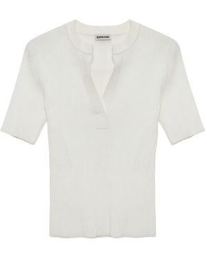 Jonathan Simkhai Miley V-Neck Ribbed-Knit Top - White