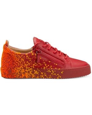 Giuseppe Zanotti Frankie Paint-Splatter Trainers - Red