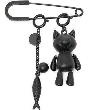 Juun.J Safety-Pin Charm Brooch - White