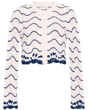 Cara Cara Louise Wave-Stripe Cardigan - White