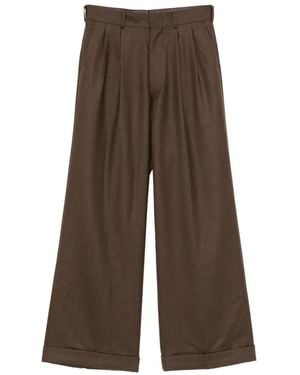 Junya Watanabe Pleated Wool Trousers - Brown