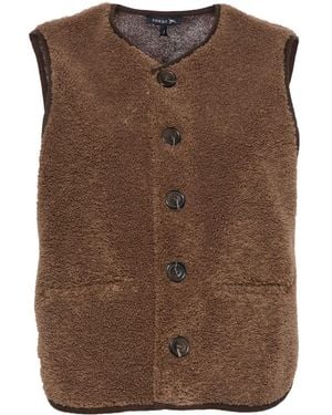 Soeur V-Neck Faux-Shearling Vest - Brown