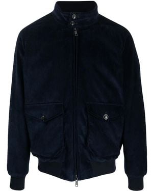 Baracuta High-Neck Corduroy Bomber Jacket - Blue