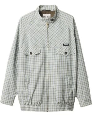 Miu Miu Checked Technical-Fabric Blouson Jacket - Grey