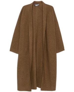 Cortana Nur Shawl-Collar Open-Front Coat - Brown