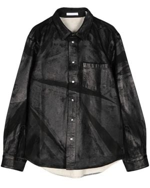 Helmut Lang Foil-Print Denim Shirt Jacket - Black