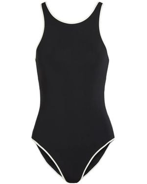 Lido Contrasting-Trim Swimsuit - Black