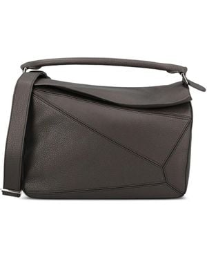 Loewe Large Puzzle Leather Tote Bag - Black