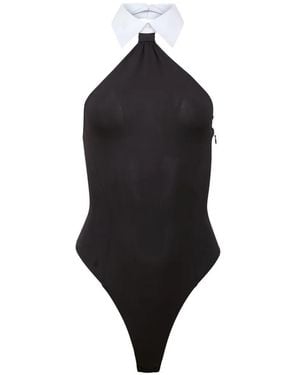 Fleur du Mal Hannah Body Met Contrasterend Vlak En Kraag - Zwart