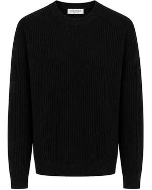 THE PULL Gerippter Pullover - Schwarz