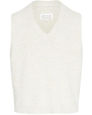 Maison Margiela V-Neck Sleeveless Knit Vest - White