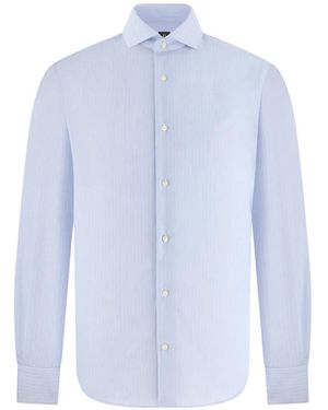 BOGGI Slim Fit Striped Cotton Shirt - Blue