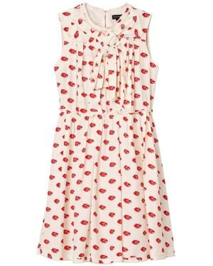 Marc Jacobs Lips Pleated Midi Dress - White