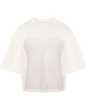 Hamza Camiseta con panel de corsé - Blanco