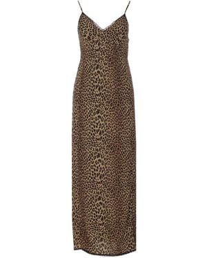Zadig & Voltaire Lace-Trimmed Leopard-Print Midi Dress - Natural