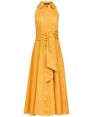 Toccin Chelsea Tie-Front Shirt Midi Dress - Metallic