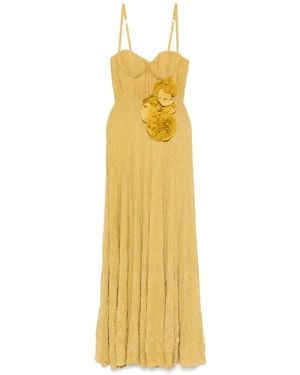 Elisabetta Franchi Vestido de fiesta con aplique floral - Metálico