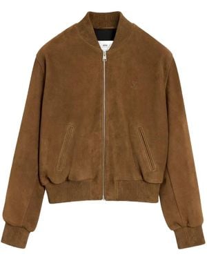 Ami Paris ジップアップ レザージャケット - ブラウン
