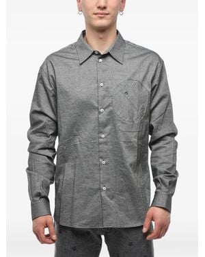 Off-White c/o Virgil Abloh Embroidered Breast-Pocket Shirt - Grey