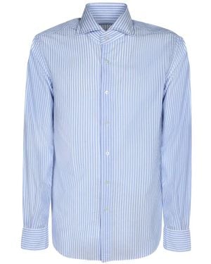 Dell'Oglio Vertical-Stripe Long-Sleeve Shirt - Blue