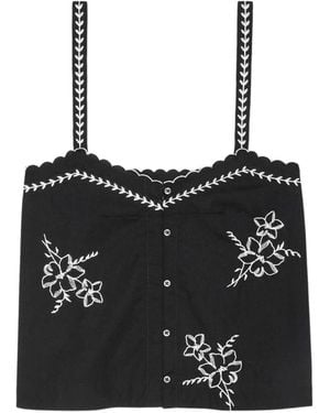 The Great Weekend Embroidered Top - Black