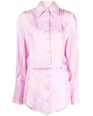 The Attico Abito Chemisier Con Stampa Pied De Poule - Rosa