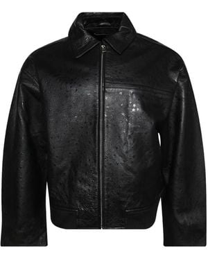 NAHMIAS Star-Motif Leather Bomber Jacket - Black