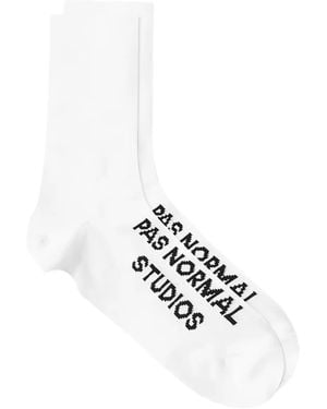 Pas Normal Studios Logo-Intarsia Socks - White