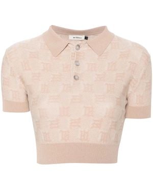 MISBHV Monogram-Jacquard Cropped Polo Shirt - Natural