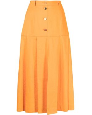 Rejina Pyo Jupe Mi-Longue À Boutons Décoratifs - Orange
