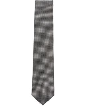 Brioni Geometric-Pattern Silk Tie - Gray