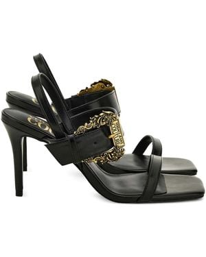 Versace Jeans Couture Buckle-Embellished Heeled Sandals - Black