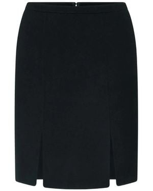 Loulou de Saison Judy Double-Slit Wool Midi Straight Skirt - Black
