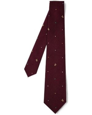 Paul Smith Burgundy Silk Polka Dot Rabbit Tie - Purple