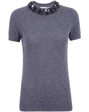 Jonathan Simkhai Sophie Sequin-Embellished Short-Sleeve T-Shirt - Blue