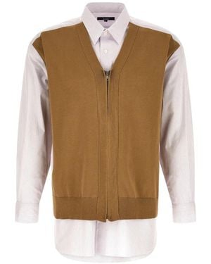 Comme des Garçons Camicia A Righe Con Zip - Neutro
