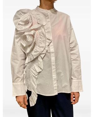 Psophia Ruffled Mandarin-Collar Shirt - Natural