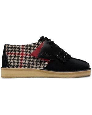 Clarks Desert Trek Tweed Derby Shoes - Black
