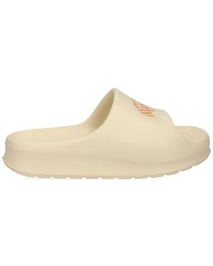 Lacoste Logo-Print Slides - White