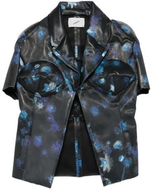 Coperni Holographic Floral-Print Jacket - Blue