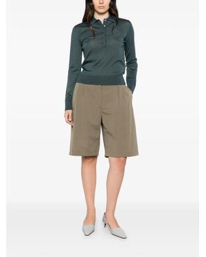 Lacoste Logo-Patch Button-Up Polo Top - Green