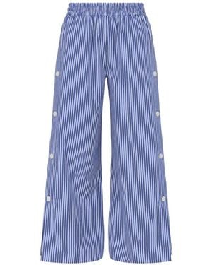 Arlo Mott Baxter Side-Buttons Striped Pants - Blue