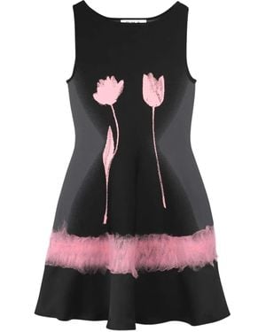 Ph5 Tulip-Print Peplum Top - Black