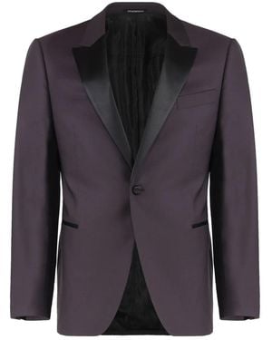 Emporio Armani Virgin Wool-Blend Blazer - Black